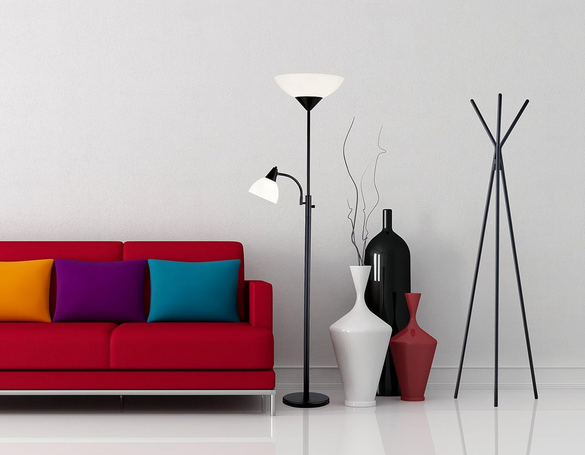 Brushed Steel Floor Lamp with Reading Light V856140