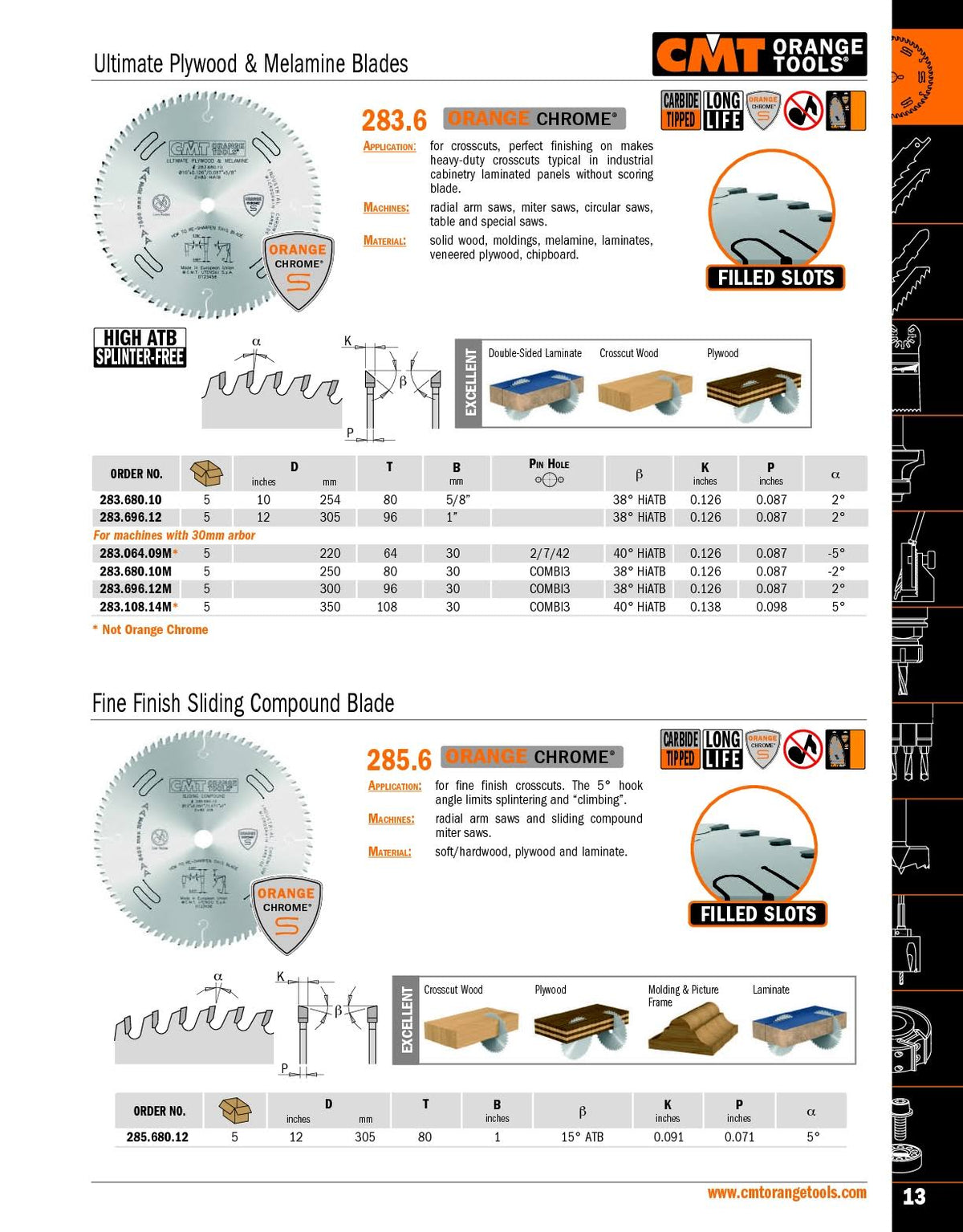 Industrial Melamine & Fine Cut-Off Saw Blade, 220mm x 64 Teeth with 30mm Bore O64654