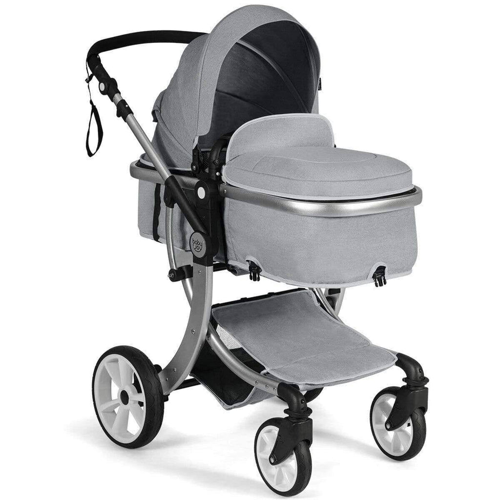 Gray Folding Aluminum Infant Reversible Stroller with Diaper Bag P868510