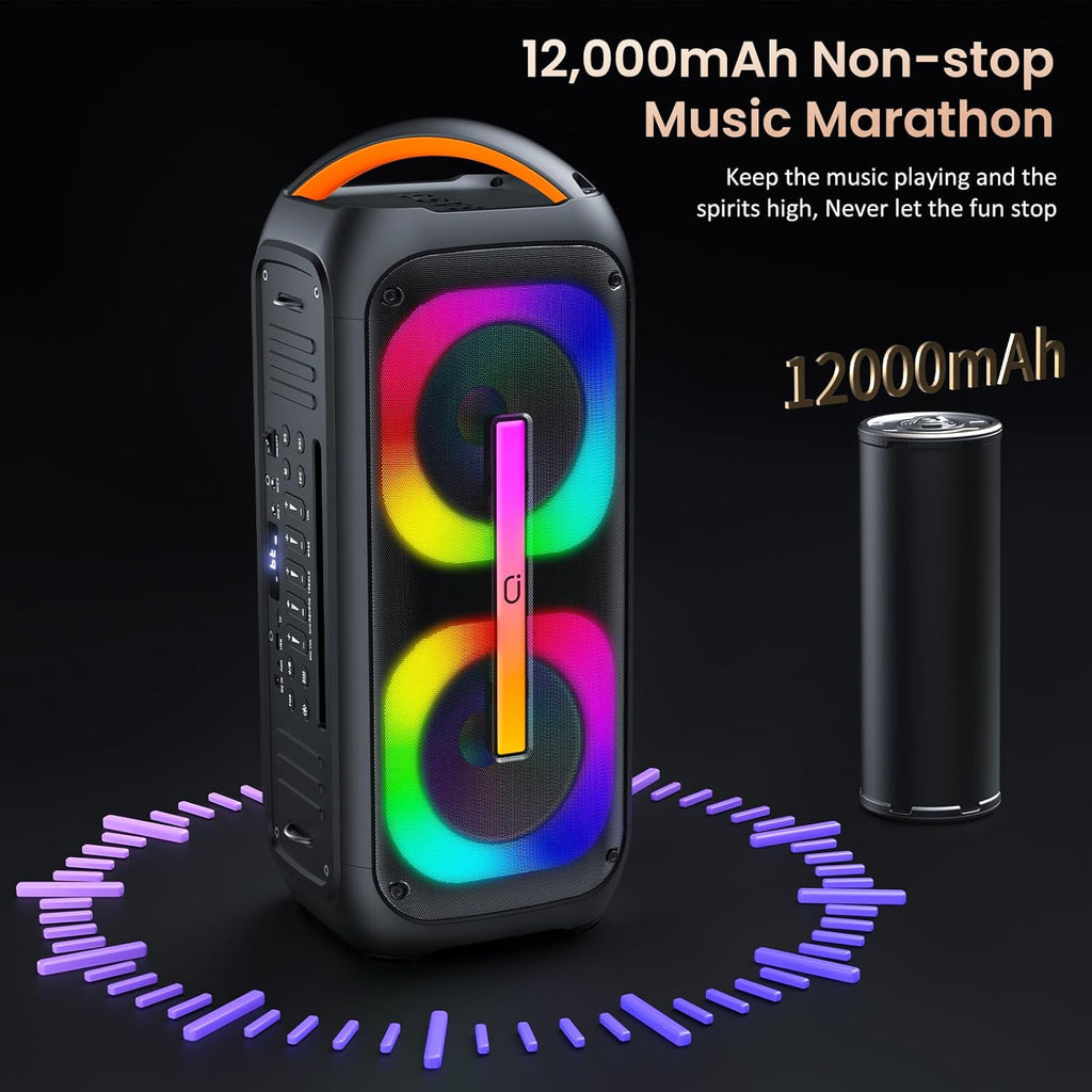Karaoke Machine with 2 Microphones, Bluetooth Speaker with Dual 6.5" Subwoofer B164