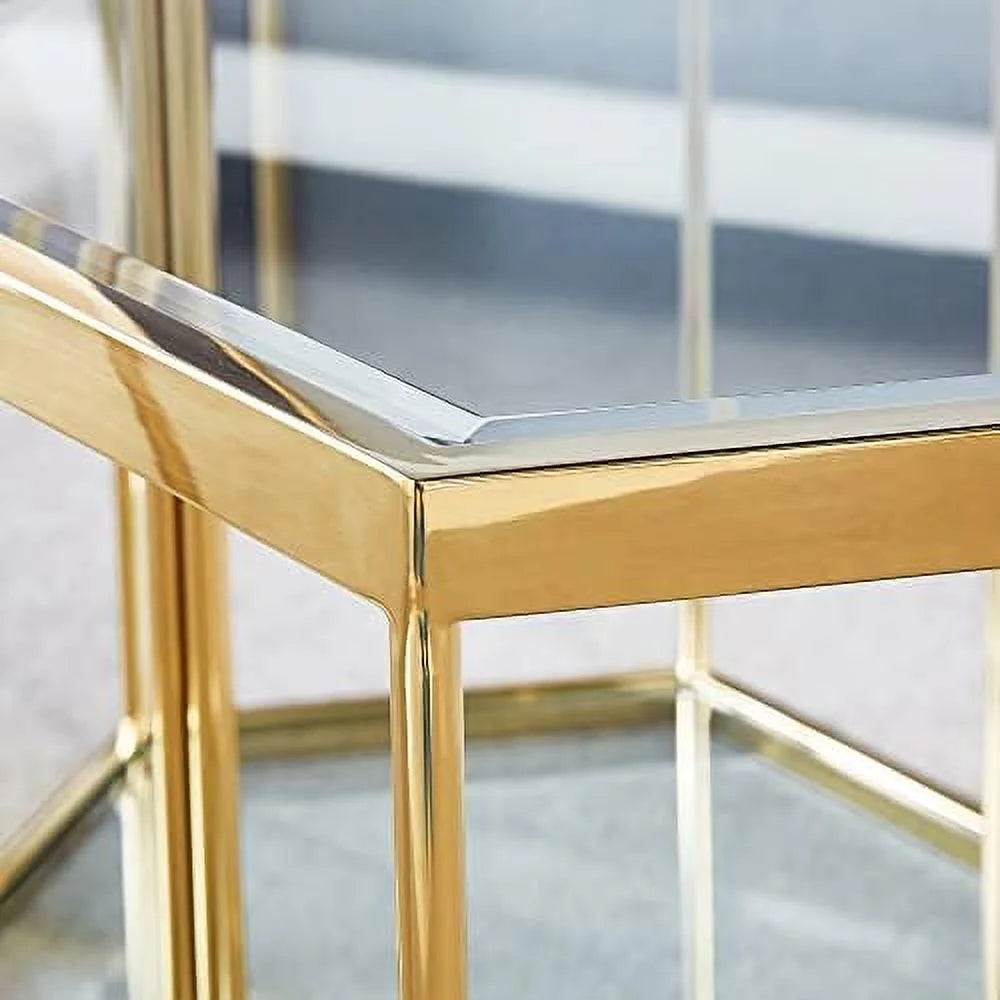 Round Clear Glass End Table with Chrome Legs R3434