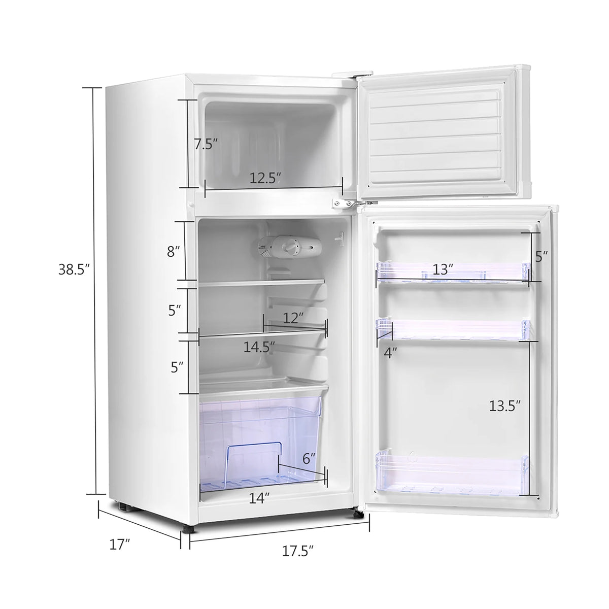 2 Doors 3.4 cu ft. Compact Mini Refrigerator Freezer E556