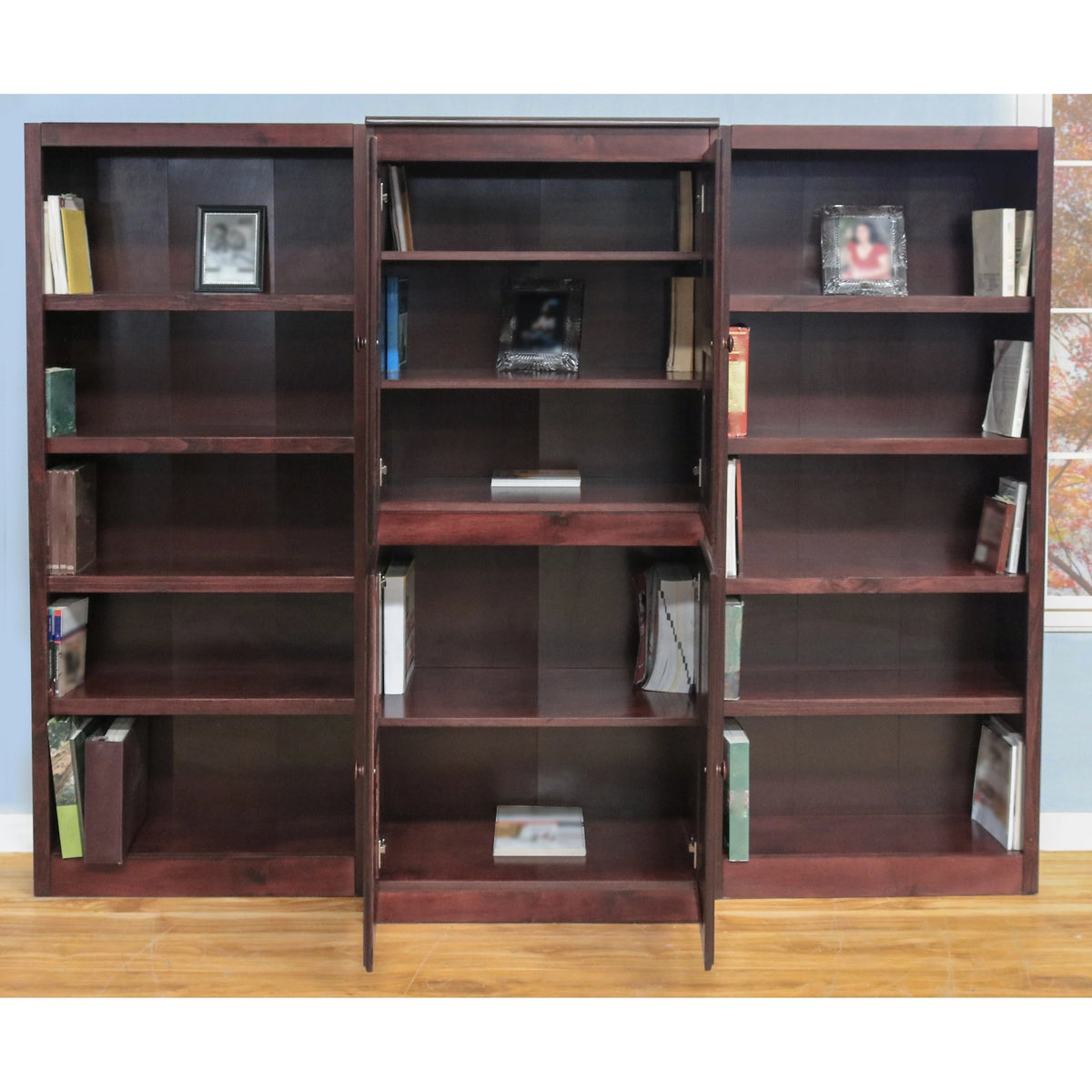 3-Piece Wall and Storage System, 15 Shelves Oak Finish E438440