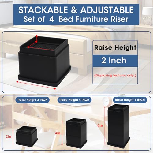 Set of 8 Adjustable Bed Risers 2 inch B31455