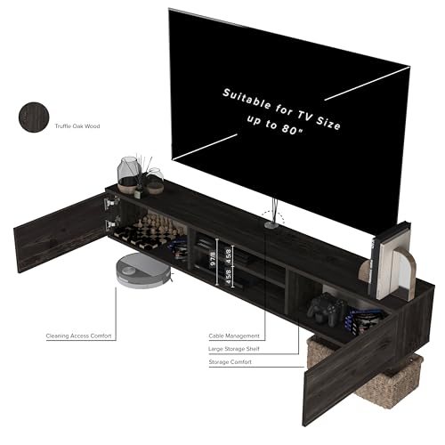 Black Oak Floating TV Stand F989