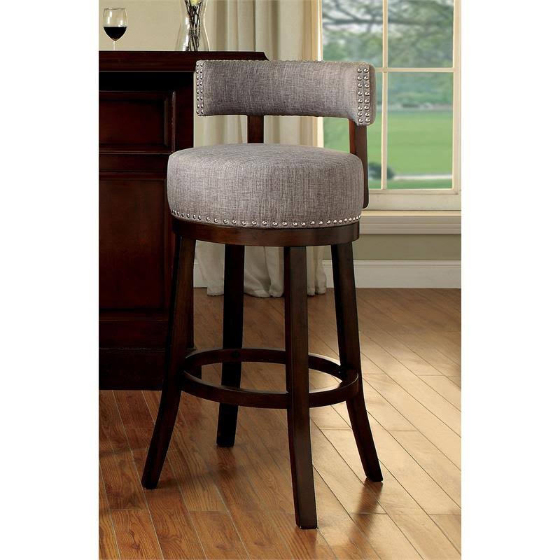 Light Gray Fabric Swivel Bar Stool (Set of 2) X919