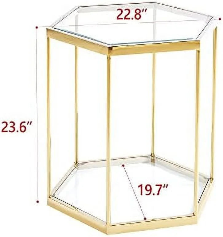 Round Clear Glass End Table with Chrome Legs R3434