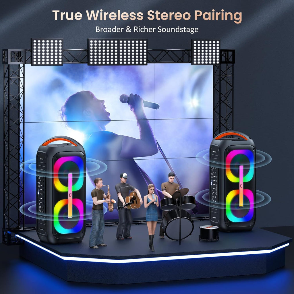 Karaoke Machine with 2 Microphones, Bluetooth Speaker with Dual 6.5" Subwoofer B164