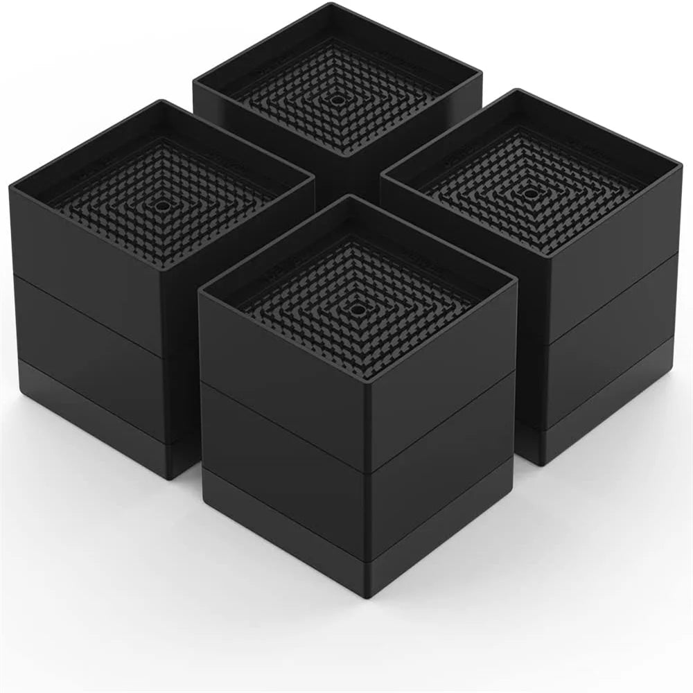 Heavy Duty Stackable Black Polypropylene Plastic Bed Risers E642416