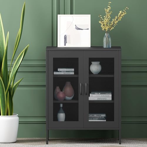 Black 70" Tall Metal Storage Cabinet with 4 Adjustable Shelves G81609