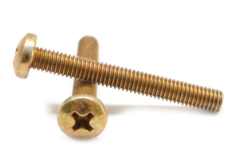 #8-32 x 7/16 Coarse Thread Machine Screw Phillips Pan Head Low Carbon Steel Yellow Zinc Plated F8219