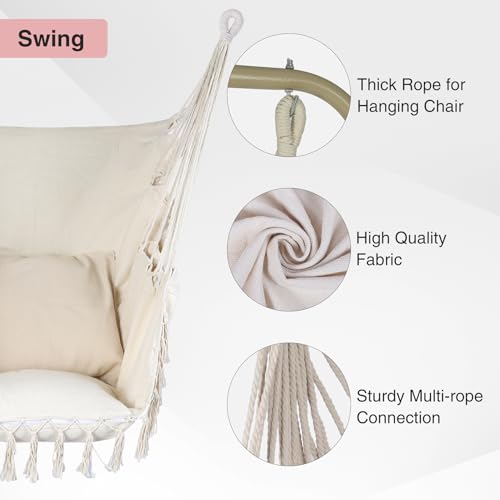 Hammock Chair Stand with Hanging Swing Chair, Heavy Duty Steel, Max Load 330 Lbs K580