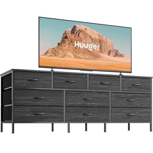 63 Inch 10 Fabric Drawers Rustic Brown Dresser C624