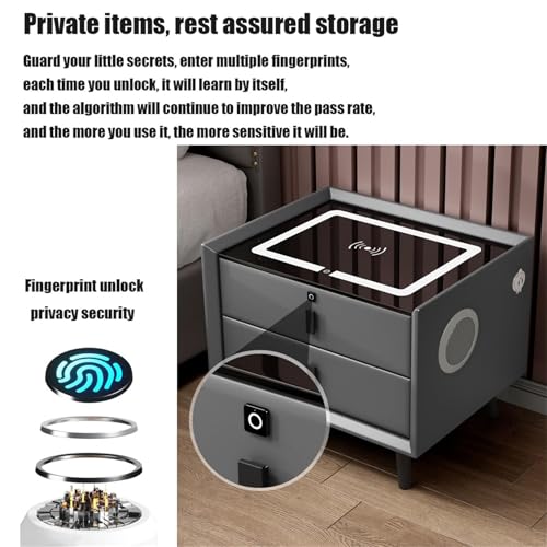 White 2 Drawer Nightstand with Wireless Charging Station O273