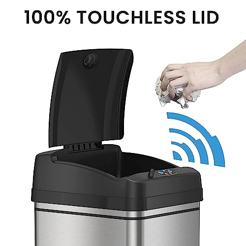 13 Gallon Stainless Steel Sensor Trash Can with Lid I621