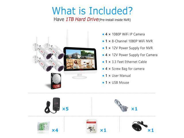 8CH 1TB NVR 1080p Wireless Security Camera System U295178