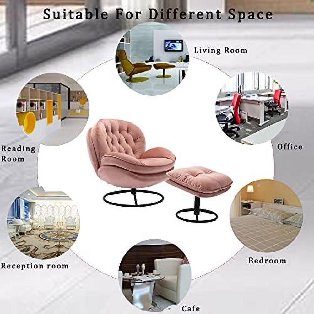 Velvet Swivel Accent Chair with Ottoman Set Z52526