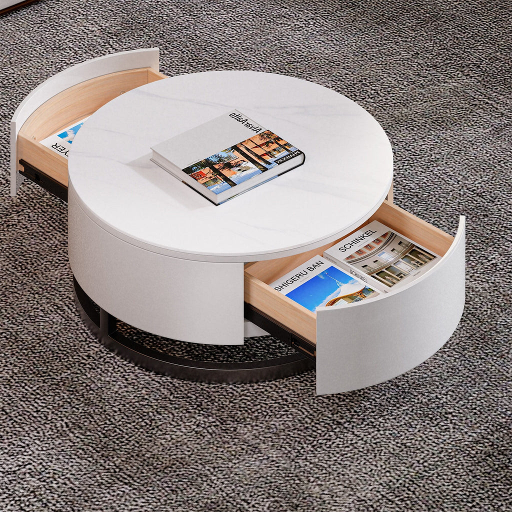 Round Lift-Top Nesting Coffee Table Set with 2 Drawers T890215
