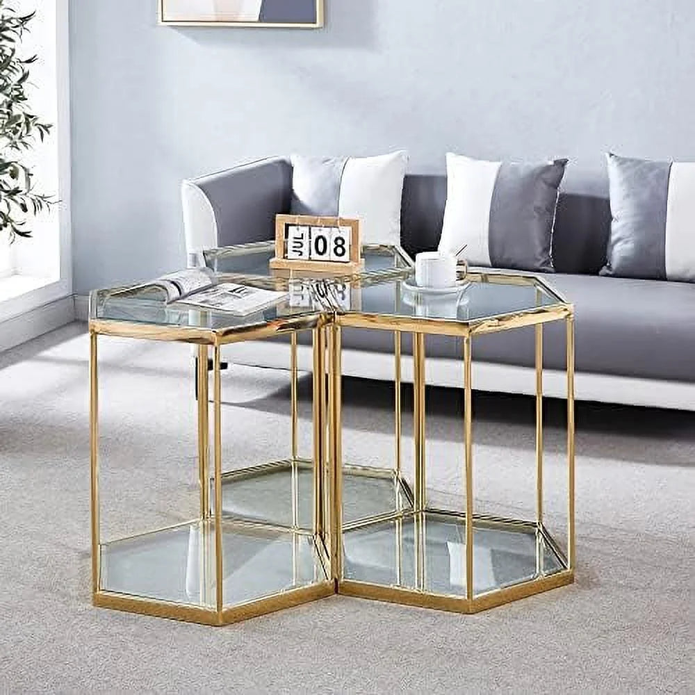 Round Clear Glass End Table with Chrome Legs R3434