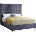 Grey Velvet King Bed S260