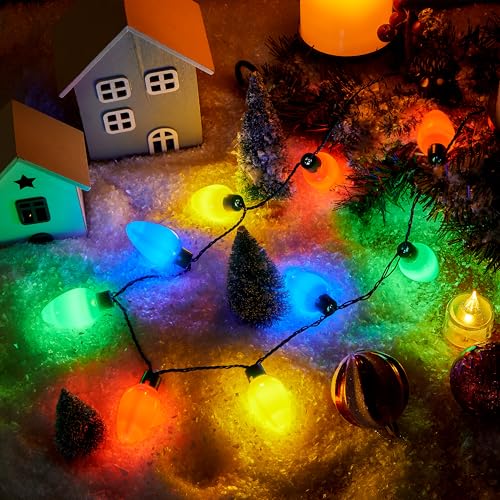 LED Light Up Christmas Necklace 9 Bulbs 6 Modes D3551