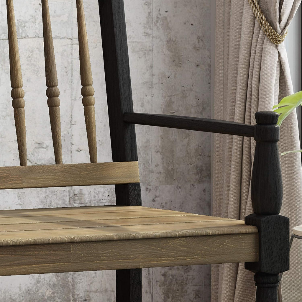 Gray and Black Acacia Wood Bench with Shelf M4297