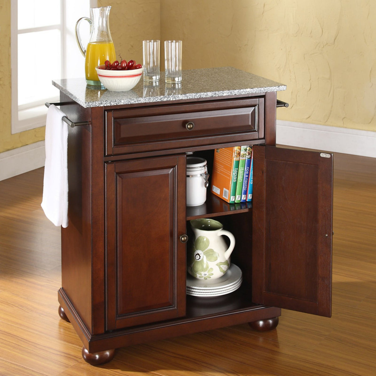 White/Gray Wood Portable Kitchen Island Q940886