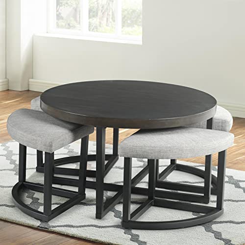 Brown Coffee Table with Stools F485