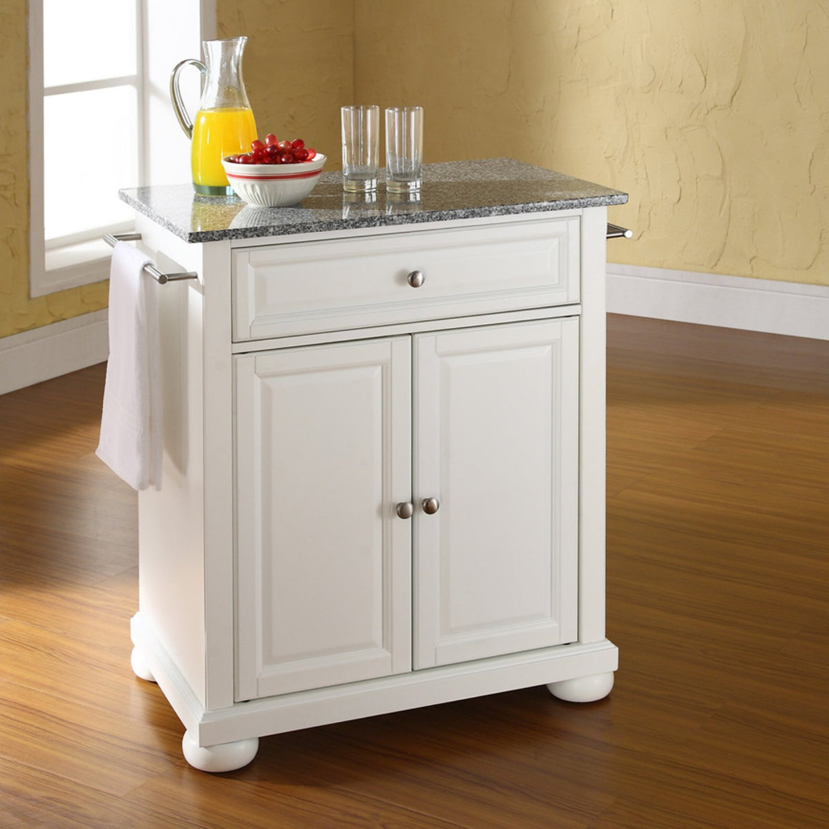 White/Gray Wood Portable Kitchen Island Q940886