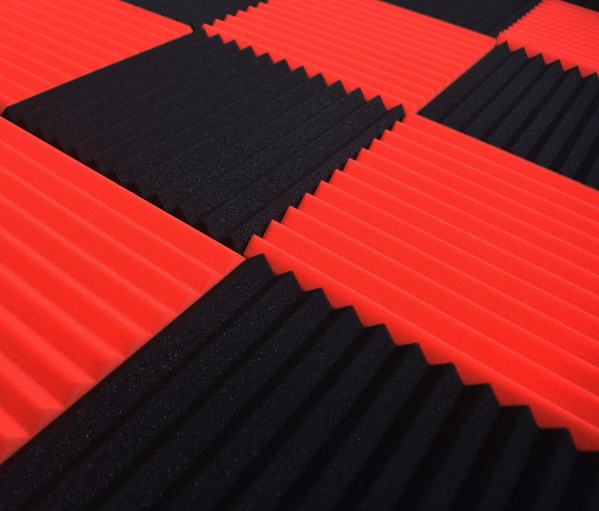 52 Pack Acoustic Foam Panels, 1" x 12" x 12" Black/Blue Wedge Studio Foam T588