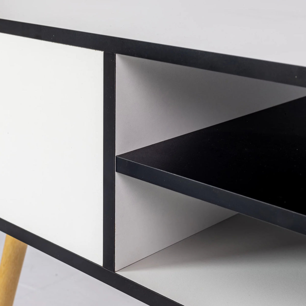 Modern Coffee Table with Storage Wooden Center Table, White Q257894