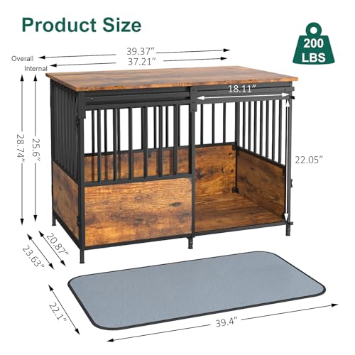 41 Inch White Wooden Dog Crate Furniture with Divider & Double Doors D5710