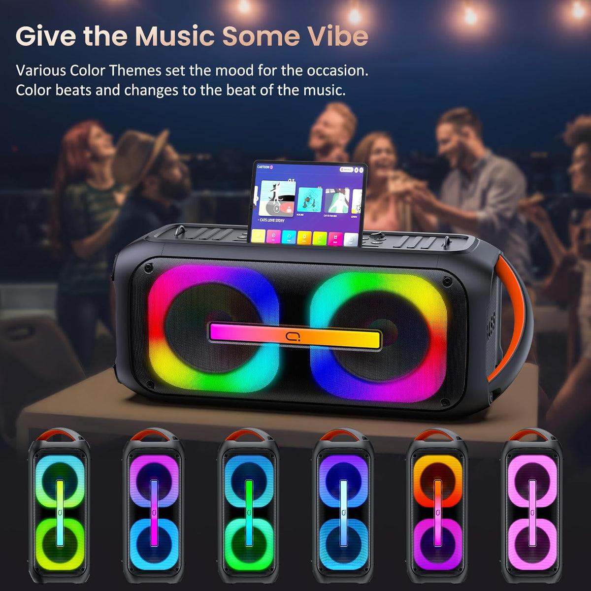 Karaoke Machine with 2 Microphones, Bluetooth Speaker with Dual 6.5" Subwoofer B164
