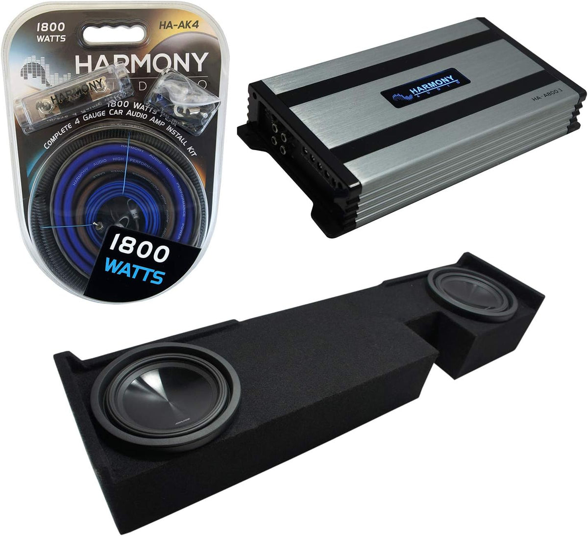 Compatible with Ford F-150 Extended Cab Truck 2000-2003 Bundled with Mono 1600W Amp & Custom Dual Sub Box U4205