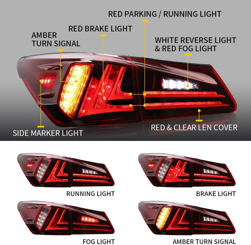 Full LED Amber Reflector Headlights & Red Taillights Assembly T9667