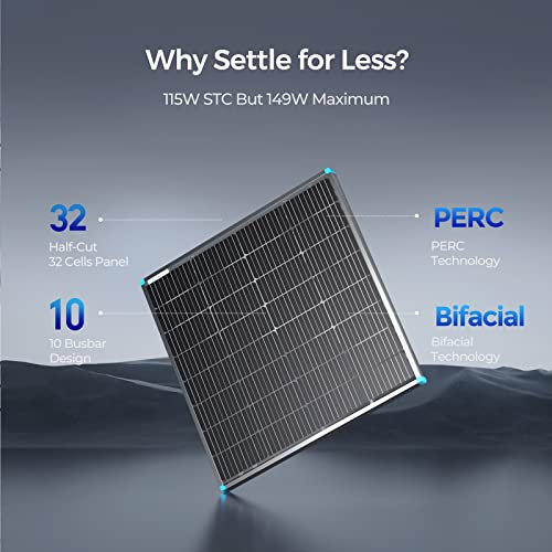 115 Watt 12 Volt Monocrystalline Rigid Solar Panel P360606