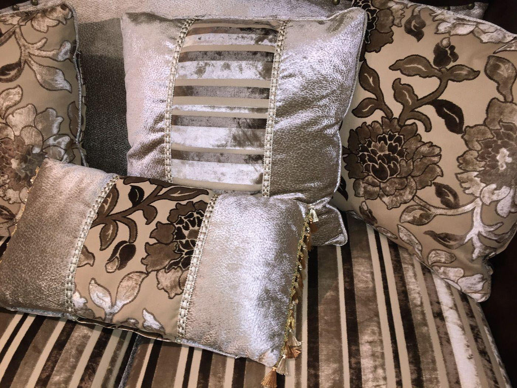 French Beige Chenille Carved Wood Loveseat T705