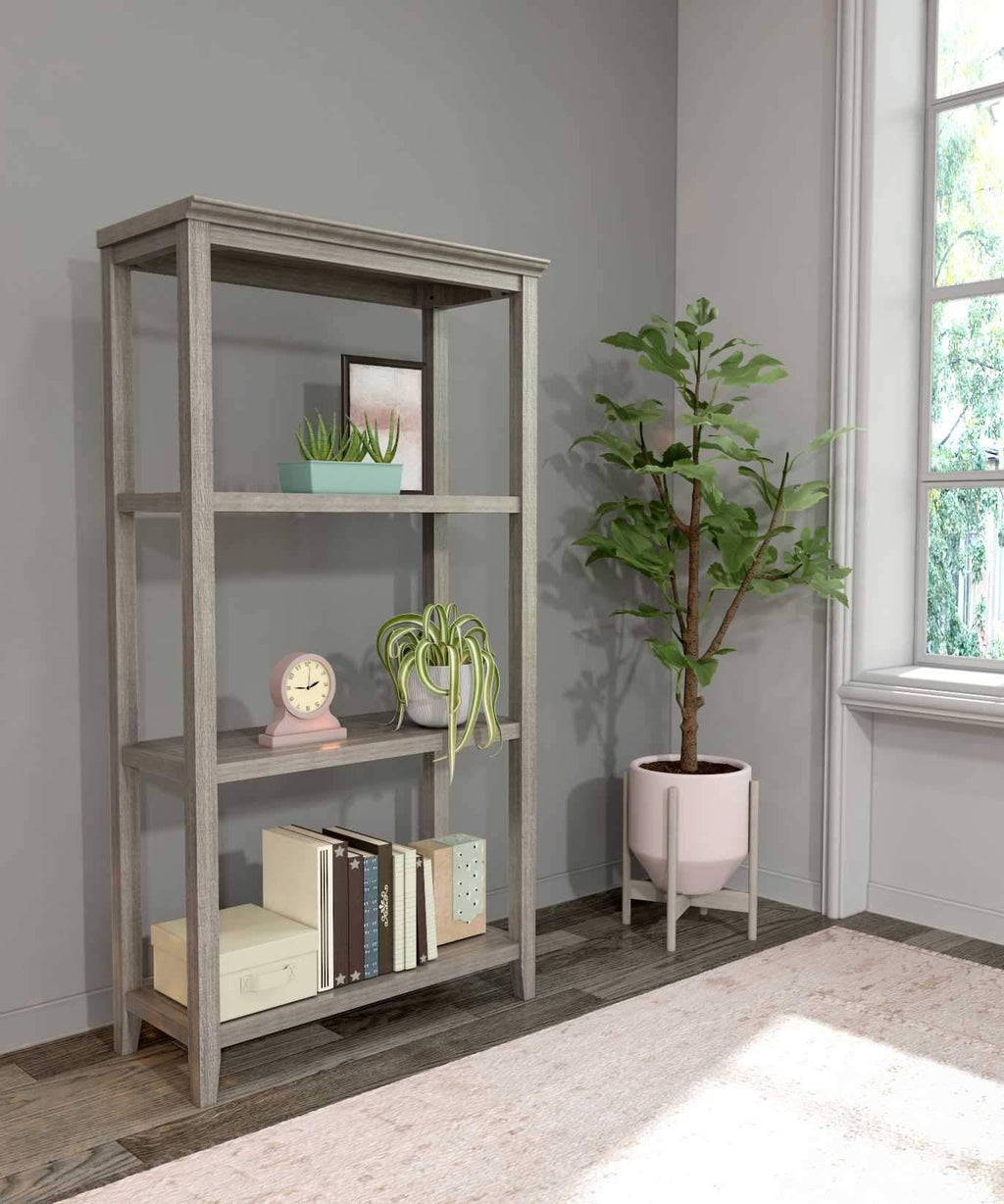 Washed Grey 2 Shelf Bookcase V188