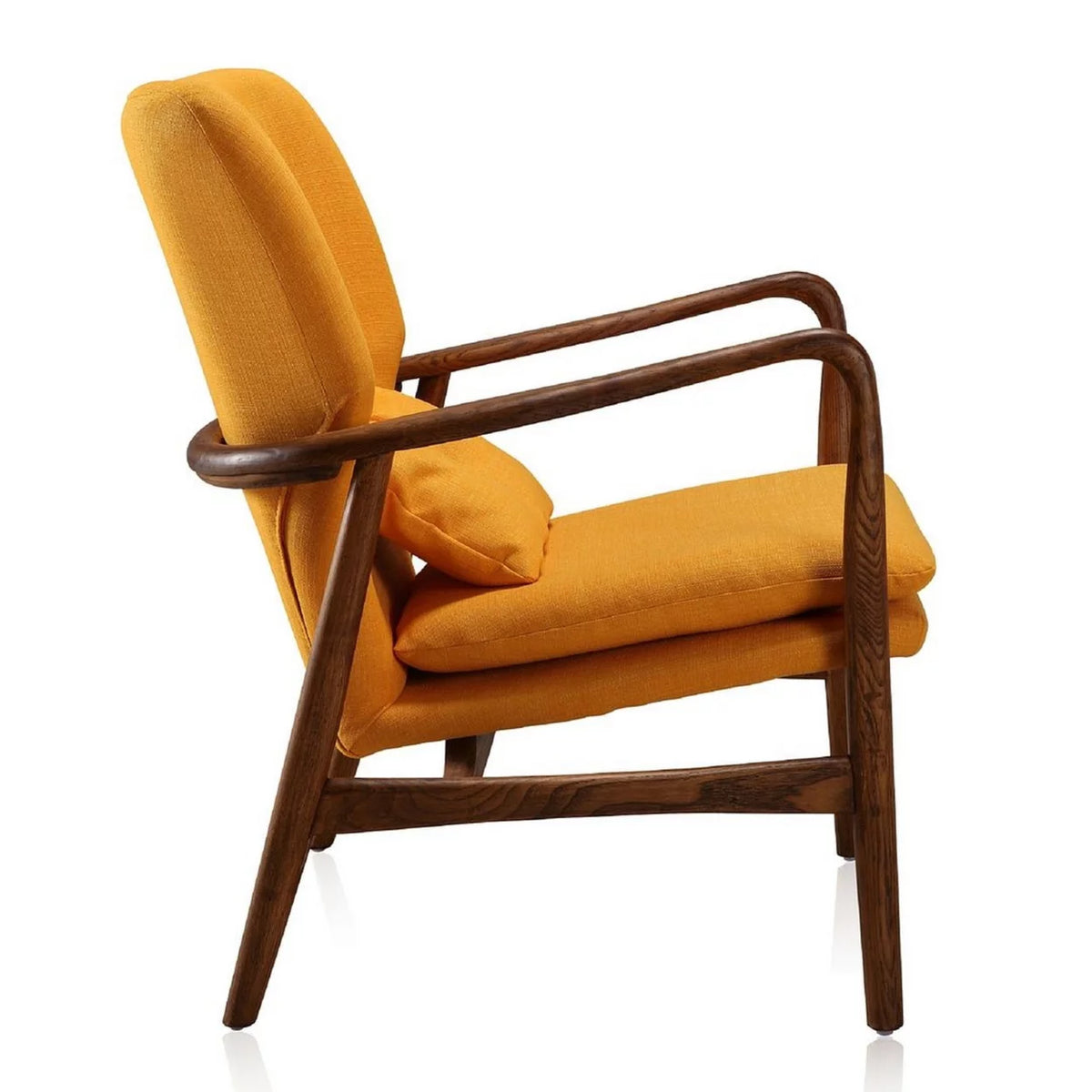 Yellow and Walnut Accent Chair and Ottoman E3279