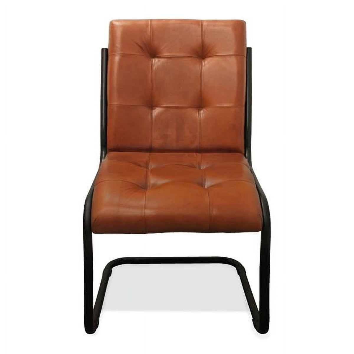 Leather Upholstered Side Chair with Cast Iron Frame in Mahogany R499434