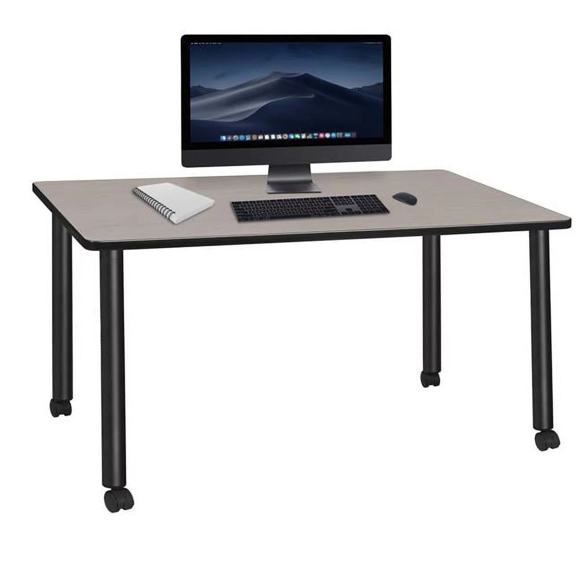 66 x 24 in. Mobile Desk with Maple Top, Black Legs J75311