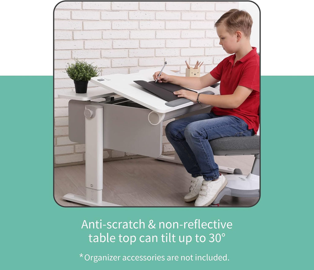 L-Shaped Study Desk with Adjustable Height and Tilt R3492