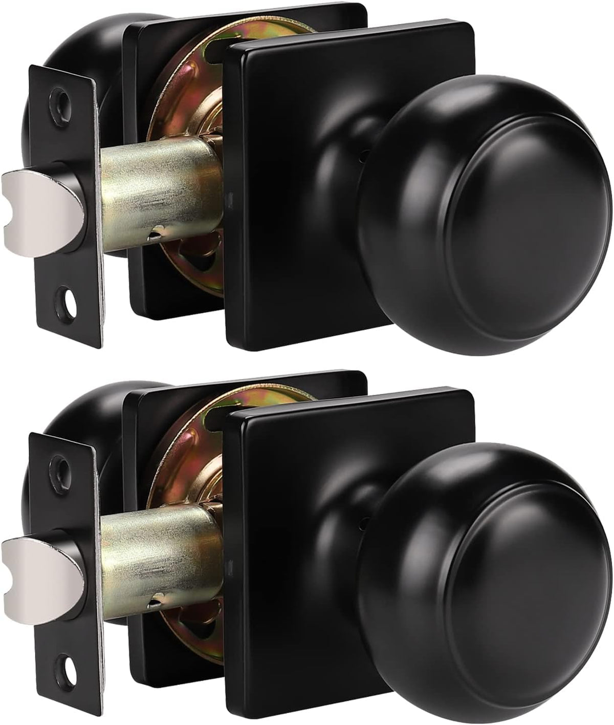 Matte Black 10 Pack Keyless Interior Door Knob Set with Square Rosette K62889
