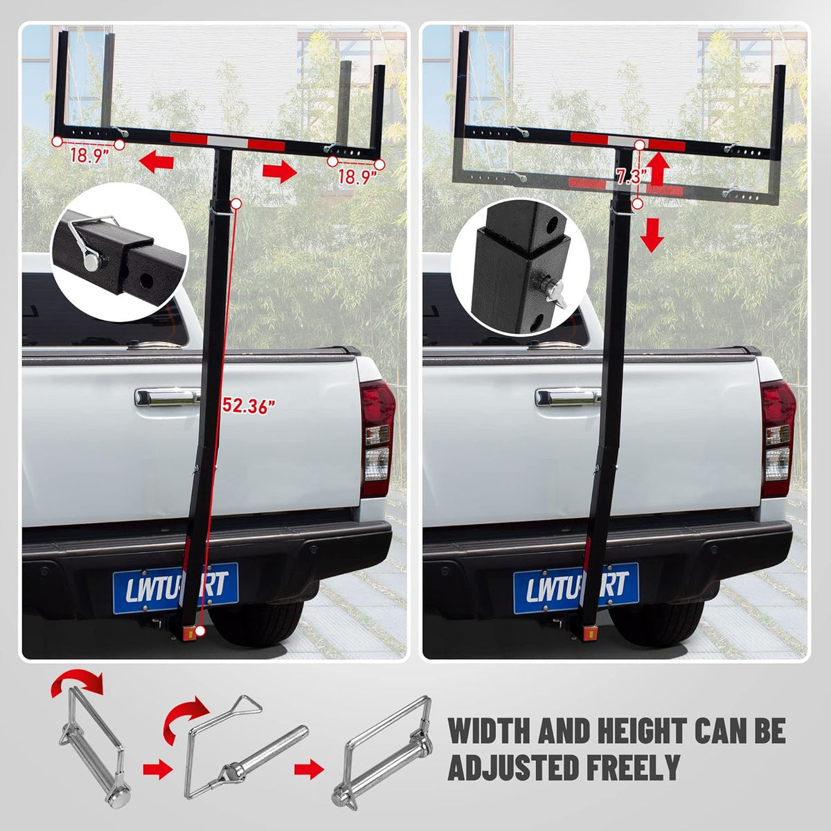 Pickup Truck Bed Extender, Heavy Duty Steel Hitch Mount H8601