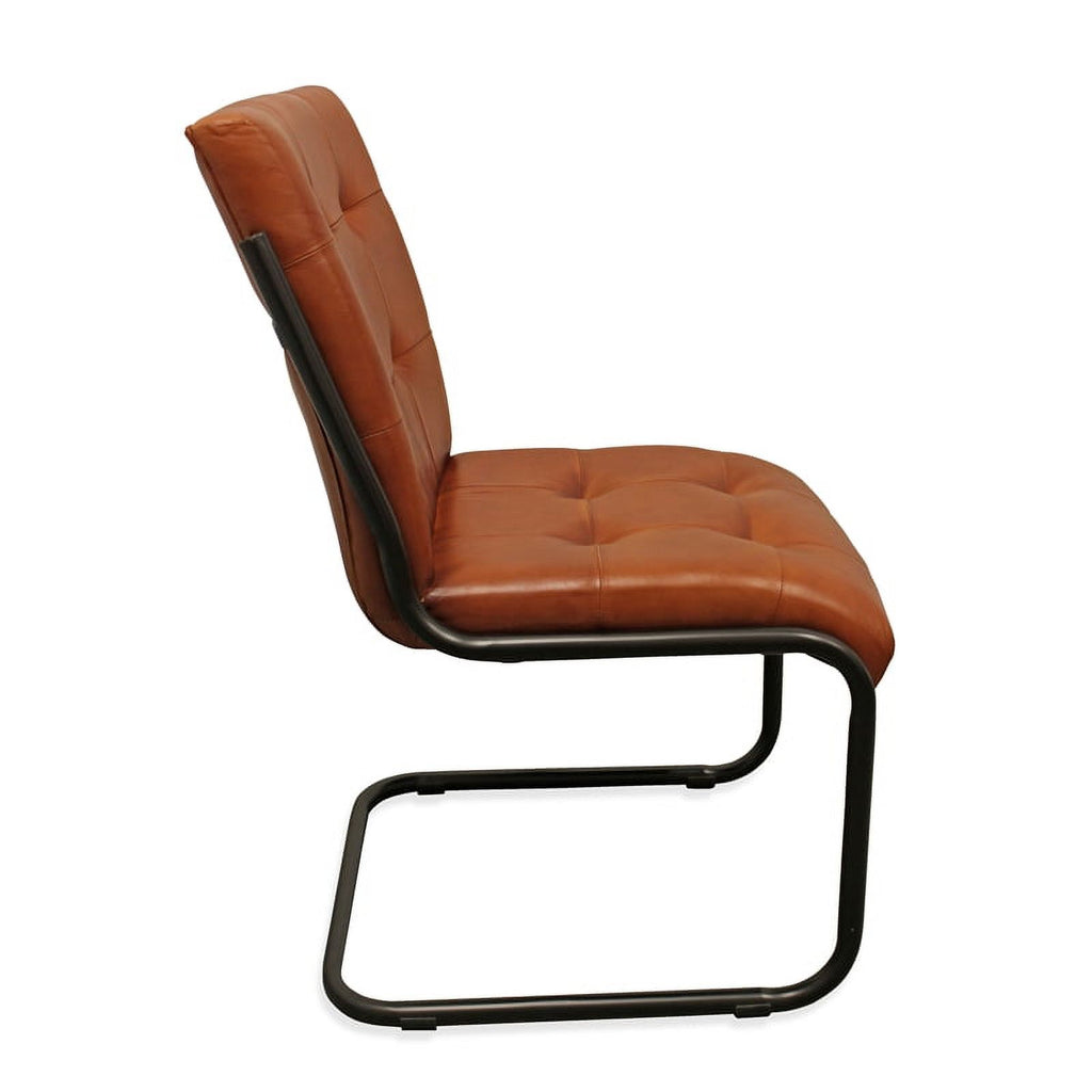 Leather Upholstered Side Chair with Cast Iron Frame in Mahogany R499434
