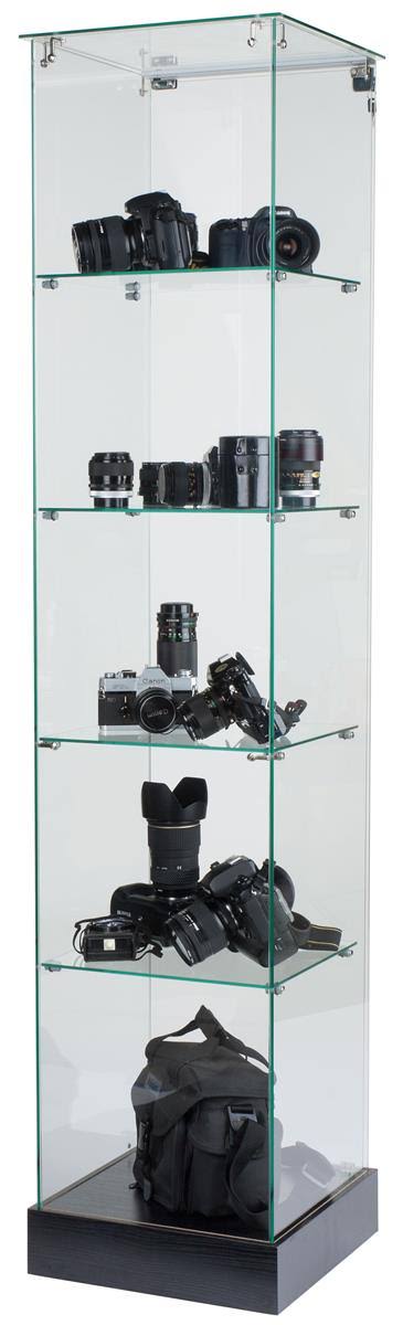 15x22 Glass Display Case with 4 Fixed-Height Shelves S238