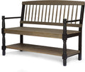 Gray and Black Acacia Wood Bench with Shelf M4297