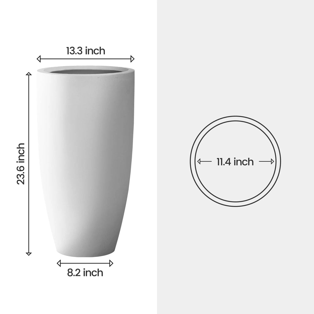 24" White Concrete Tall Planter Set of 2 G18555