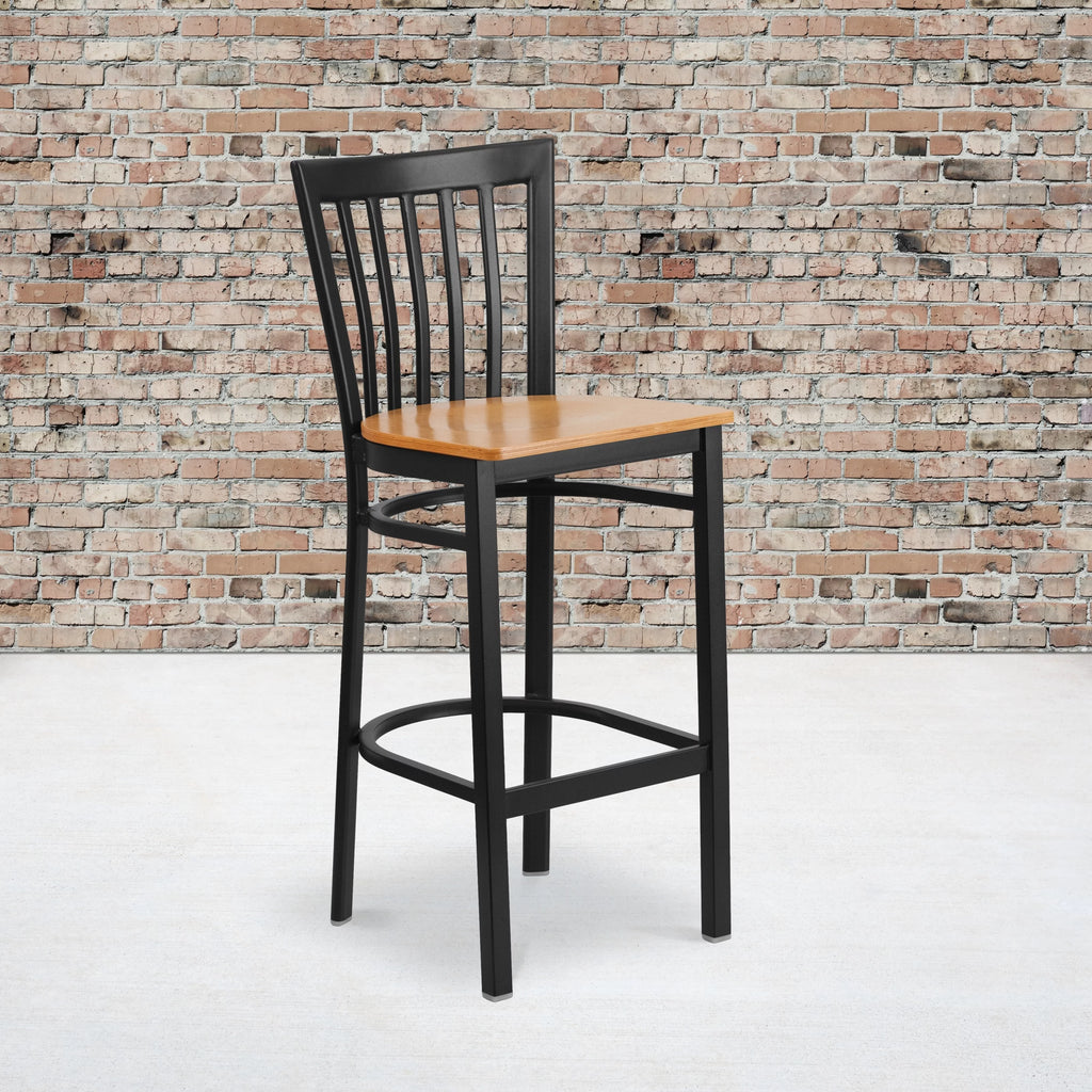 Metal Barstool with Walnut Wood Seat A760
