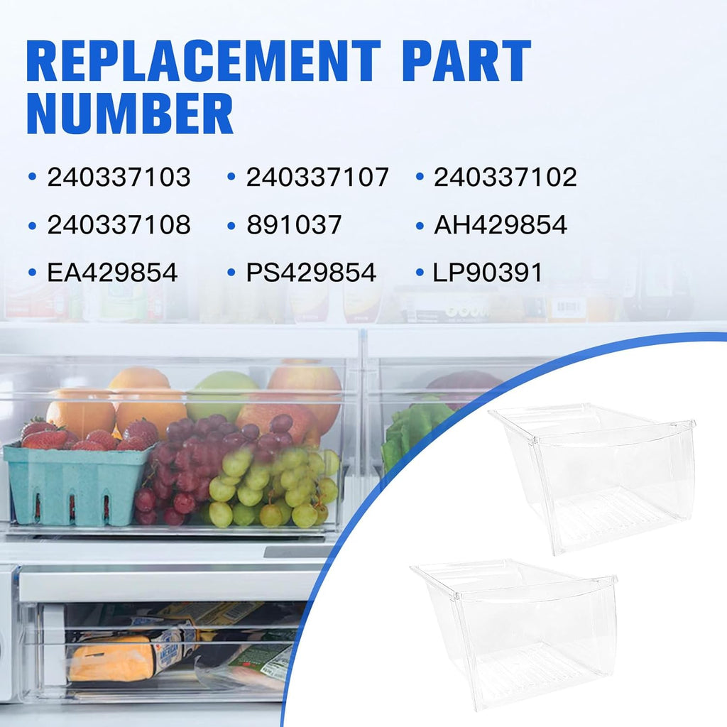 2Pcs Fridge Crisper Drawer & Crisper Bin Refrigerator Replacement G606897